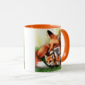 Red Fox Mutter und Kits im Gras Tasse (VorderseiteRechts)