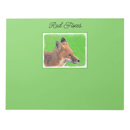 Red Fox Painting - Original Wildlife Art Notepad Notizblock (Vorderseite)