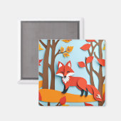 Red Fox Papercraft Effect Woodland Wildlife Magnet (Vorderseite/Rückseite)