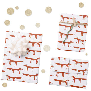 Red Fox Pattern Geschenkpapier Set