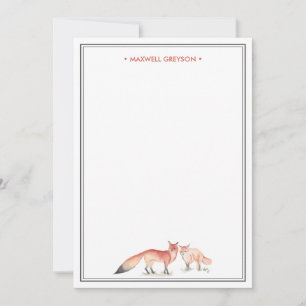 Red Fox Personalisiert Stationery Mitteilungskarte