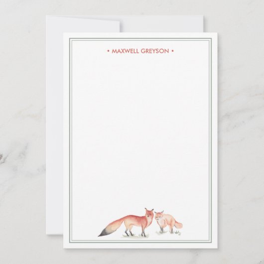 Red Fox Personalisiert Stationery Mitteilungskarte (Vorderseite)