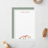Red Fox Personalisiert Stationery Mitteilungskarte (Vorderseite/Rückseite Beispiel)