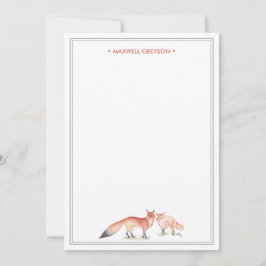 Red Fox Personalisiert Stationery Mitteilungskarte