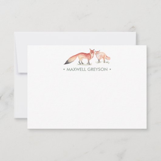 Red Fox Personalisiert Stationery Small Mitteilungskarte (Vorderseite)