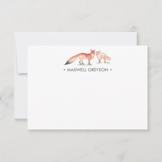 Red Fox Personalisiert Stationery Small Mitteilungskarte (Vorderseite)