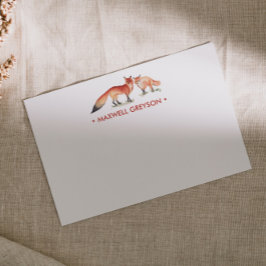 Red Fox Personalisiert Stationery Small Mitteilungskarte