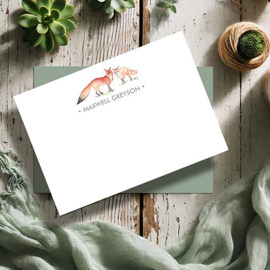 Red Fox Personalisiert Stationery Small Mitteilungskarte
