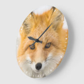Red Fox Portrait Große Wanduhr (Winkel)