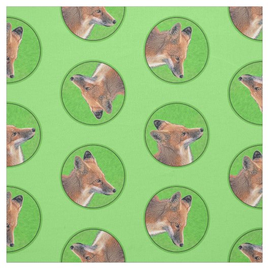 Red Fox Portrait Malerei Original Wildlife Stoff (Muster)