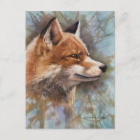 Red Fox Profil Portrait Wasserfarbe Hintergrundbil