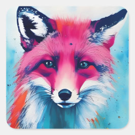 Red Fox Quadratischer Aufkleber