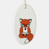 Red fox reading book keramik ornament (Rechts)