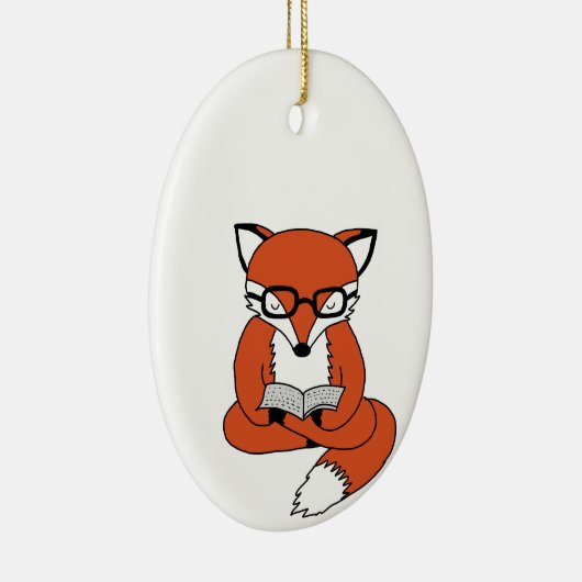 Red fox reading book keramik ornament (Rechts)