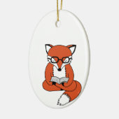 Red fox reading book keramik ornament (Links)