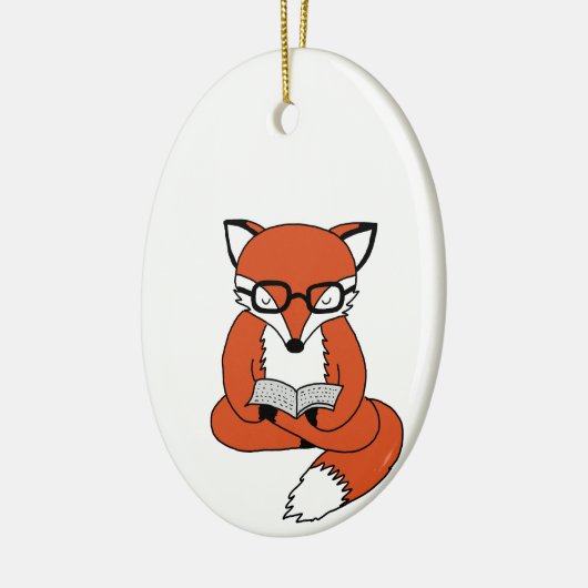 Red fox reading book keramik ornament (Links)