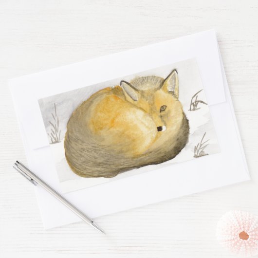 Red Fox Rechteckiger Aufkleber (Umschlag)