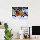 Red Fox | Schnee im Winter, Montana Poster (Heimbüro)