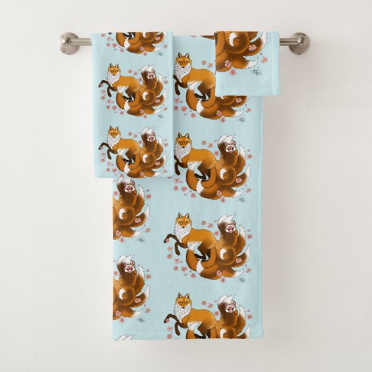 Red Fox Schwanzes Kitsune Kasai Badhandtuch Set (Insitu)