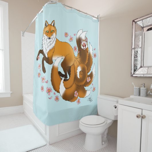 Red Fox Schwanzes Kitsune Kasai Duschvorhang (Beispiel)