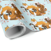 Red Fox Schwanzes Kitsune Kasai Geschenkpapier (Rolleneckpunkt)