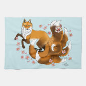 Red Fox Schwanzes Kitsune Kasai Geschirrtuch (Horizontal)