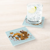 Red Fox Schwanzes Kitsune Kasai Glasuntersetzer (Schrägansicht)