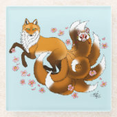 Red Fox Schwanzes Kitsune Kasai Glasuntersetzer (Vorderseite)