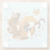 Red Fox Schwanzes Kitsune Kasai Glasuntersetzer (Rückseite)