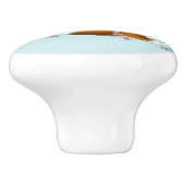 Red Fox Schwanzes Kitsune Kasai Keramikknauf (Seitenansicht)