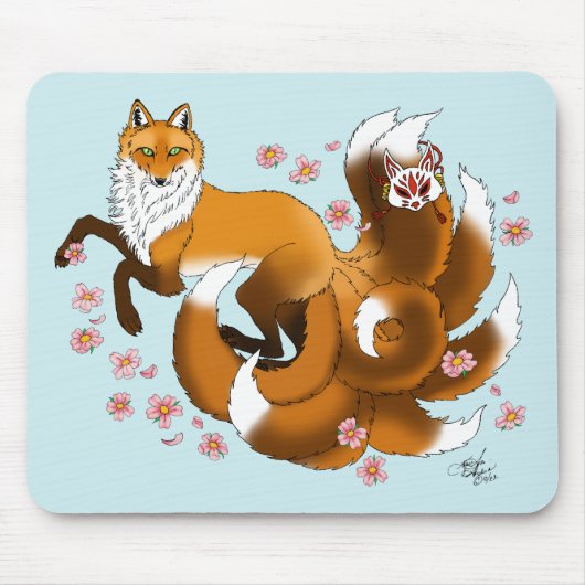 Red Fox Schwanzes Kitsune Kasai Mousepad (Vorne)