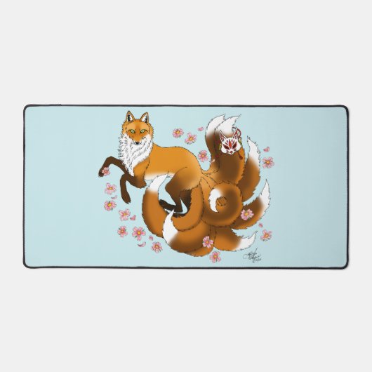 Red Fox Schwanzes Kitsune Kasai Schreibtischunterlage (Vorderseite)