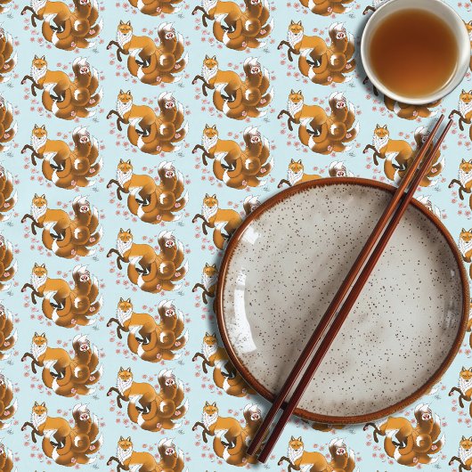 Red Fox Schwanzes Kitsune Kasai Tischdecke