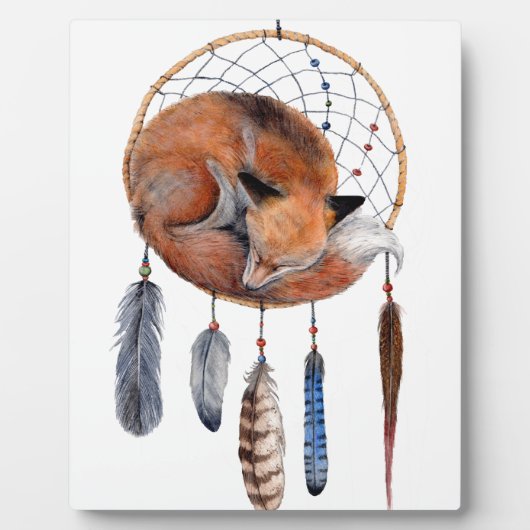Red Fox Sleeping on Dreamcatcher Fotoplatte (Vorderseite)