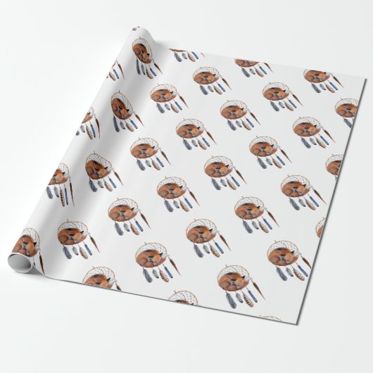 Red Fox Sleeping on Dreamcatcher Geschenkpapier (Ungerollt)