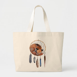 Red Fox Sleeping on Dreamcatcher Jumbo Stoffbeutel