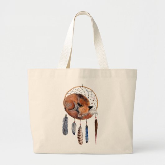Red Fox Sleeping on Dreamcatcher Jumbo Stoffbeutel (Vorne)