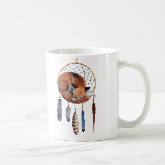 Red Fox Sleeping on Dreamcatcher Kaffeetasse (Rechts)