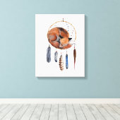 Red Fox Sleeping on Dreamcatcher Leinwanddruck (Insitu (Holzboden))