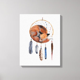Red Fox Sleeping on Dreamcatcher Leinwanddruck