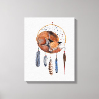 Red Fox Sleeping on Dreamcatcher Leinwanddruck