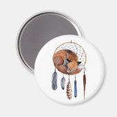 Red Fox Sleeping on Dreamcatcher Magnet (Vorderseite/Rückseite)