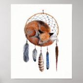 Red Fox Sleeping on Dreamcatcher Poster (Vorne)