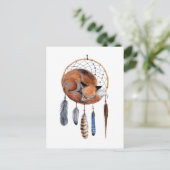 Red Fox Sleeping on Dreamcatcher Postkarte (Stehend Vorderseite)