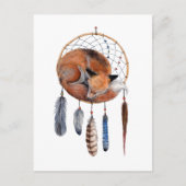 Red Fox Sleeping on Dreamcatcher Postkarte (Vorderseite)