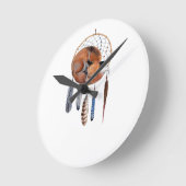 Red Fox Sleeping on Dreamcatcher Runde Wanduhr (Winkel)