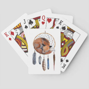 Red Fox Sleeping on Dreamcatcher Spielkarten