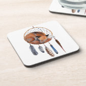 Red Fox Sleeping on Dreamcatcher Untersetzer (Linke Seite)