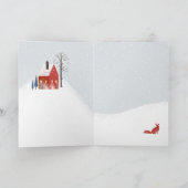 Red Fox Snowy Nordic Village Frohe Weihnachten (Innenseite)