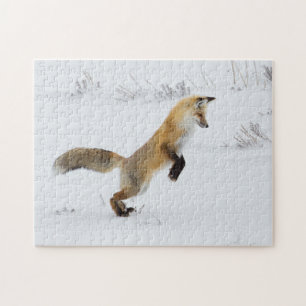 Red Fox Sprünge im Schnee Puzzle